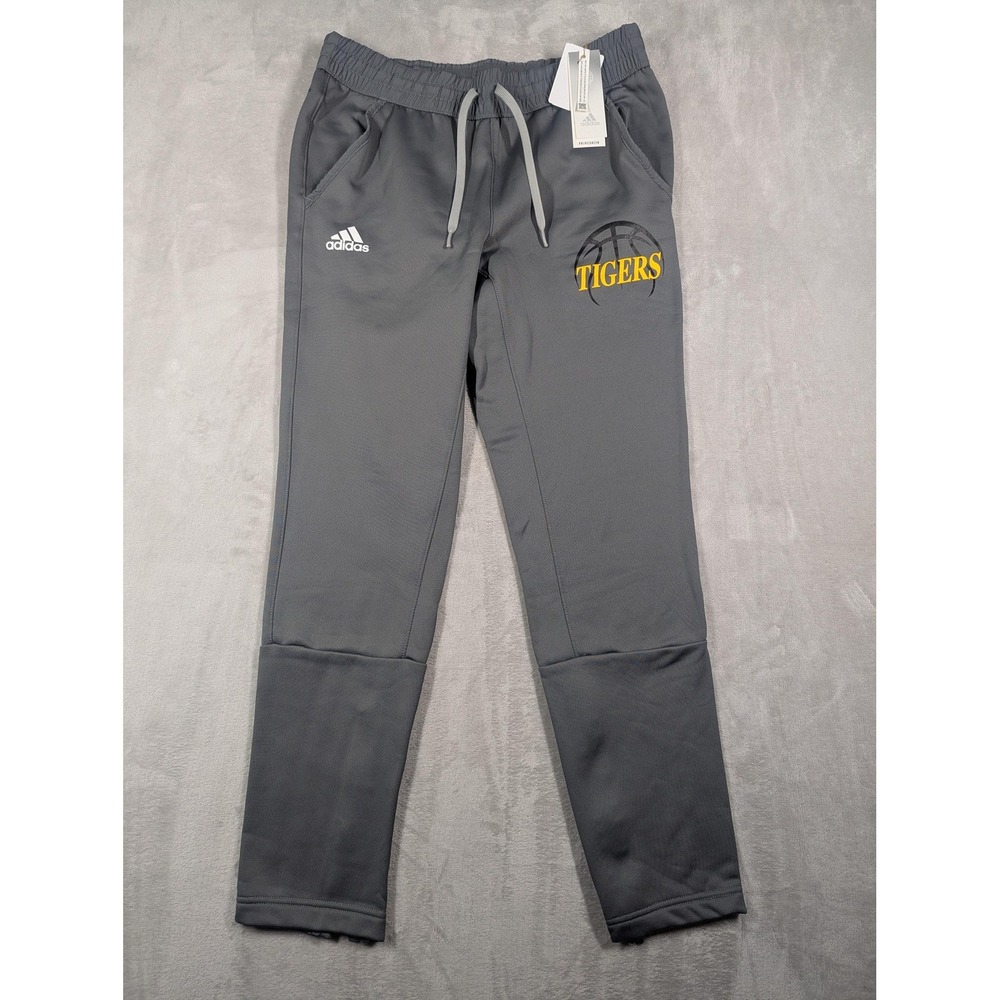 Adidas Pants Mens Medium Gray Tigers Basketball Warm‎ Up Track Fleece AEROREADY